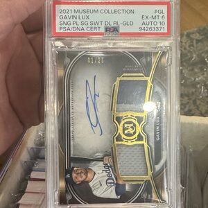 Gavin Lux Autographed Baseball Card with Gold Accents